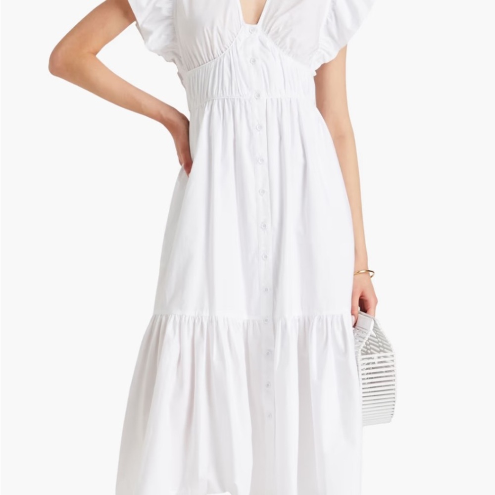 Derek Lam White Flutter Sleeve Midi Sundress